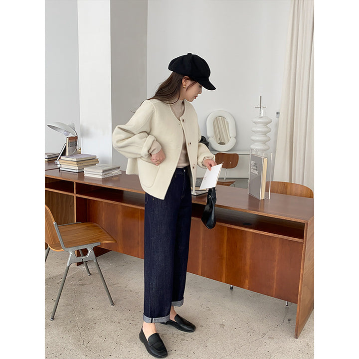 Damen weiche und modische Strickjacke mit klassischen Knopfdetails Drune
