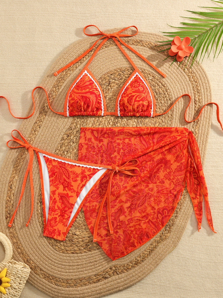 Damen Triangel-Bikini mit floralem Design Drune