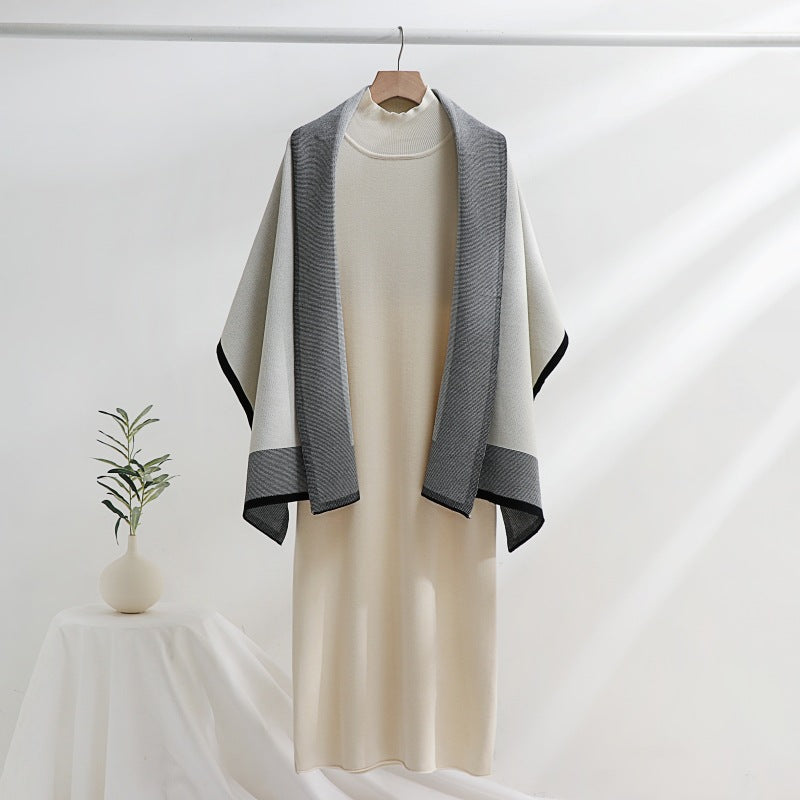 Damen Strickkleid mit drapierter Strickjacke Drune