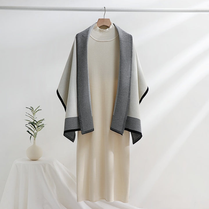Damen Strickkleid mit drapierter Strickjacke Drune