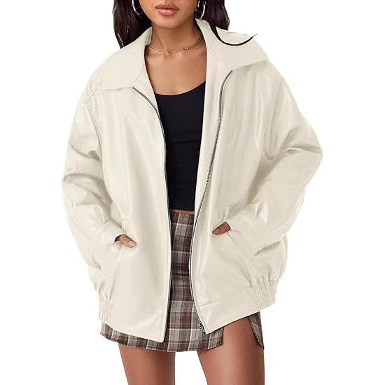 Damen Oversized Kunstlederjacke Drune