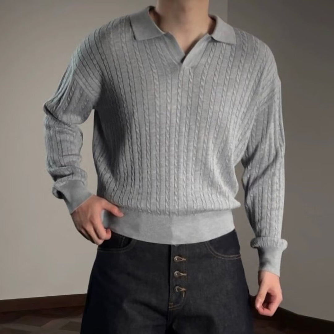 Herren Modischer Strickpullover mit V-Ausschnitt Drune