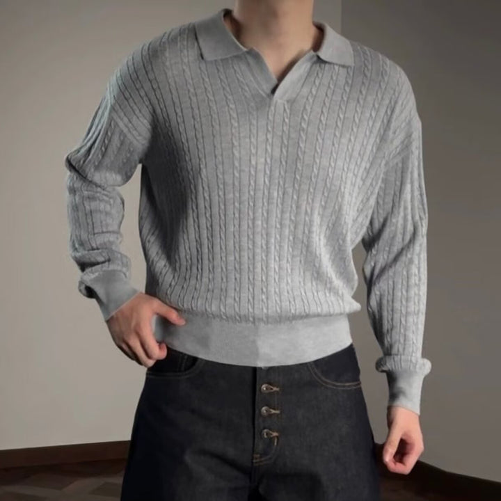 Herren Modischer Strickpullover mit V-Ausschnitt Drune