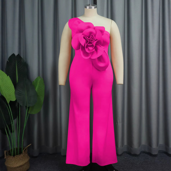 Damen eleganter Jumpsuit mit einzigartiger Blumenapplikation Drune