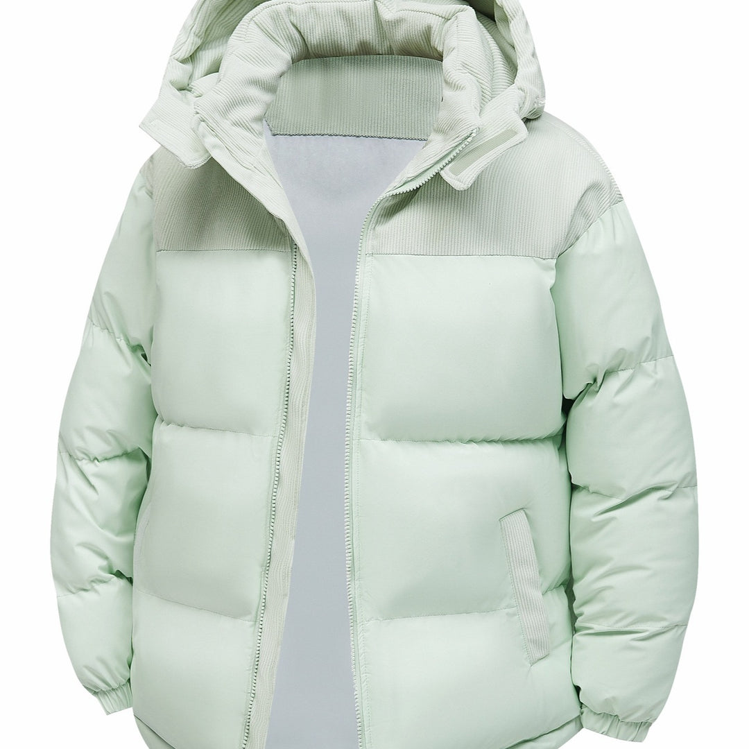 Herren Wattierte Steppjacke mit Cordbesatz, hohem Kragen & Thermofutter Drune