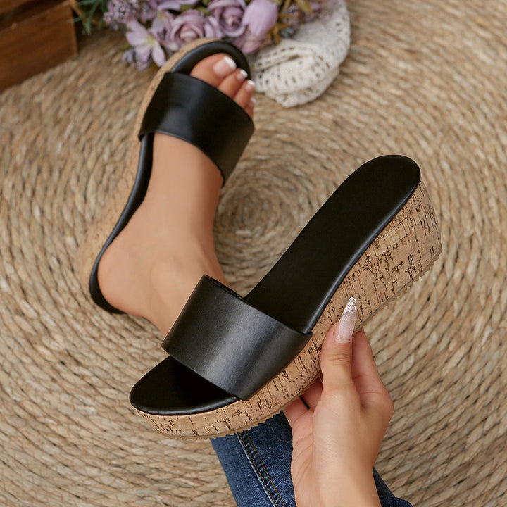 Damen Komfortable Keil-Sandalen mit breitem Riemen Drune