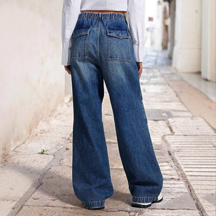 Damen Weite Denim-Hose mit elastischem Bund und lässigem Schnitt Drune