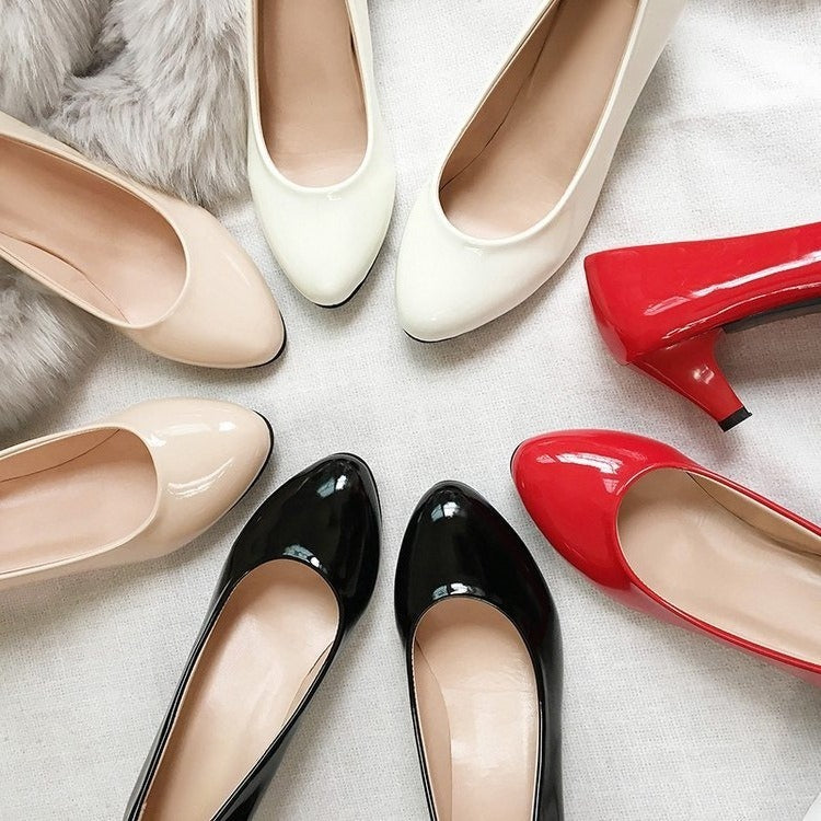 Damen klassische Stiletto-Pumps mit glänzender Lackoberfläche Drune