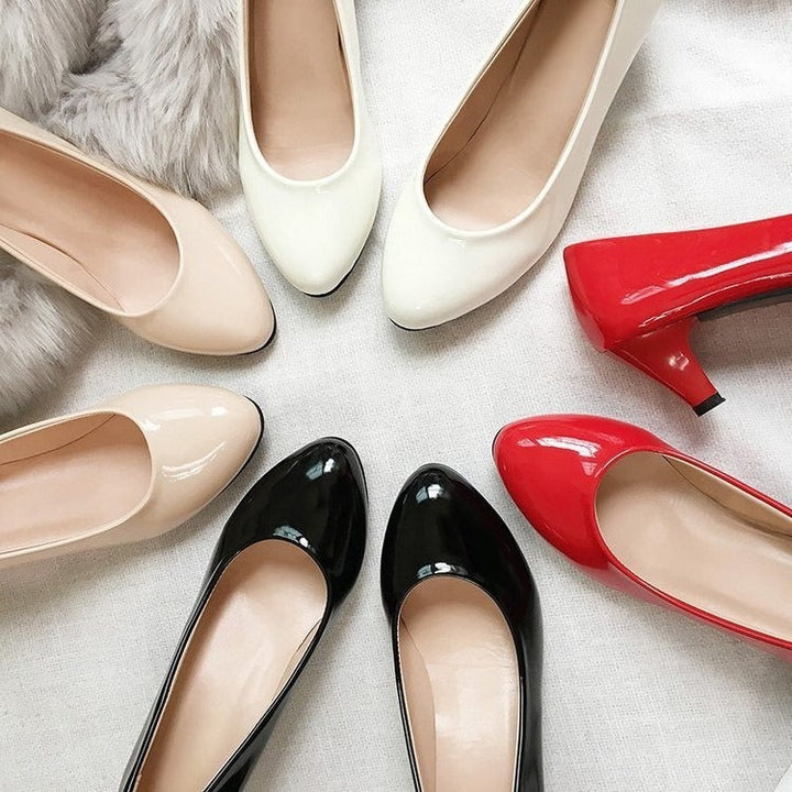 Damen klassische Stiletto-Pumps mit glänzender Lackoberfläche Drune