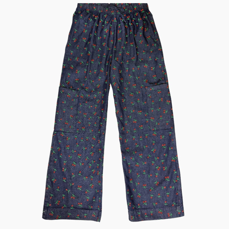 Damen lässige Blumenprint-Longpants mit elastischem Bund und seitlichen Taschen Drune