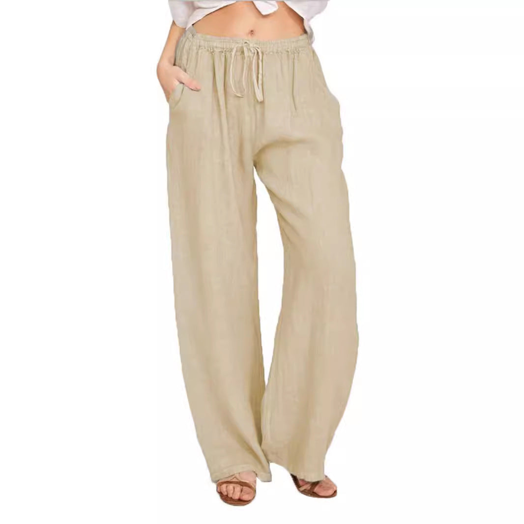 Damen Leinenhose mit weitem Bein und praktischen Seitentaschen Drune