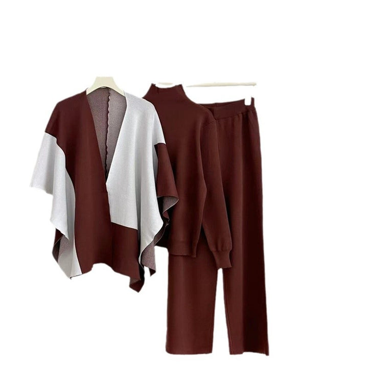 Damen modisches Strick-Loungewear-Set mit asymmetrischem Design Drune