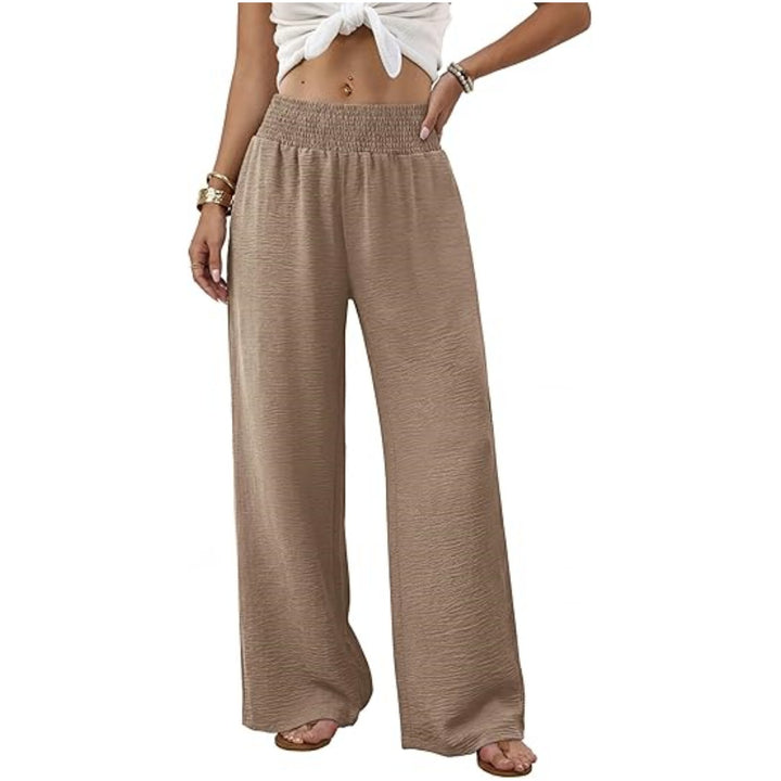 Damen Palazzo-Loungehose mit hohem Smokbund und weitem Bein Drune