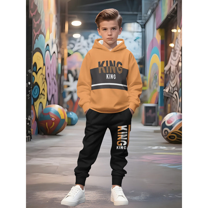 Unisex nan Kinder Jogginganzug mit Kapuzenpullover und detailreichem Auto-Print Drune