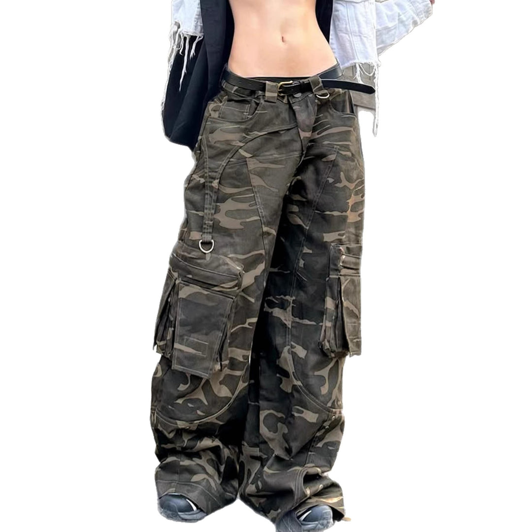 Damen High-Waist Oversized Cargo-Cordhose mit Multi-Pocket und D-Ring Drune
