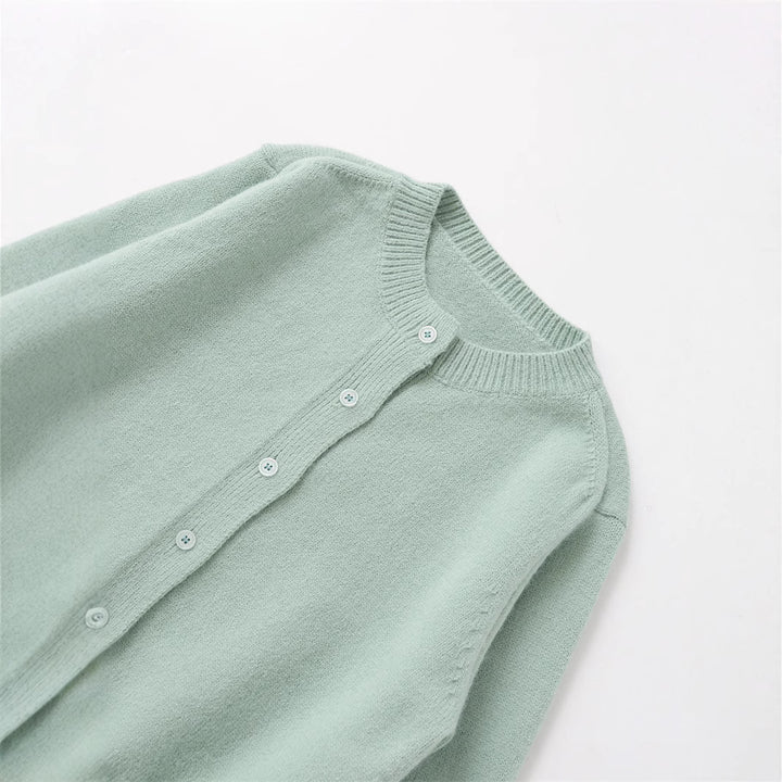 Damen Kurze Strickjacke mit Knopfverschluss und Rippdetails Drune