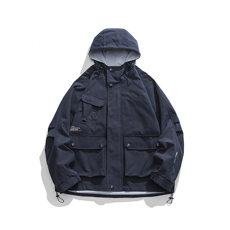 Unisex Oversize-Utility-Jacke mit Kapuze, multifunktionalen Pattentaschen und Kordelzug Drune