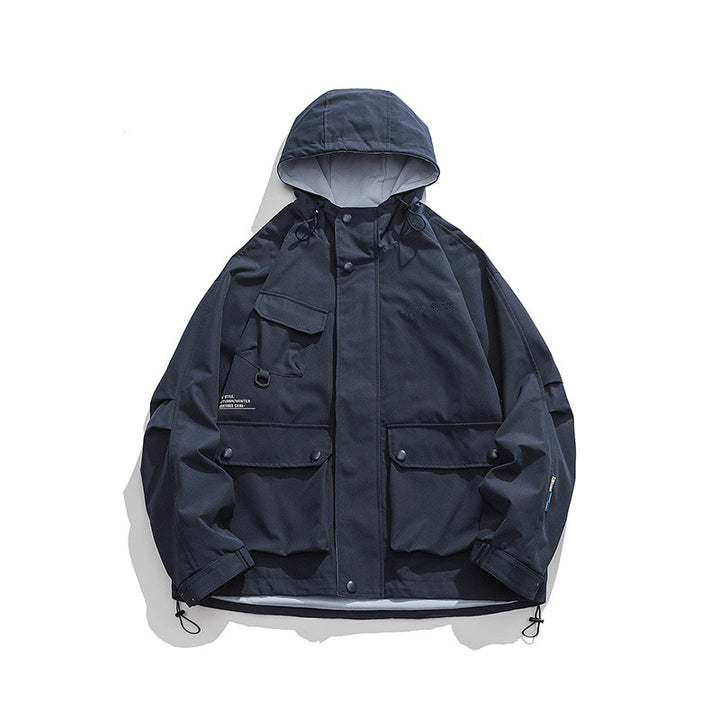 Unisex Oversize-Utility-Jacke mit Kapuze, multifunktionalen Pattentaschen und Kordelzug Drune