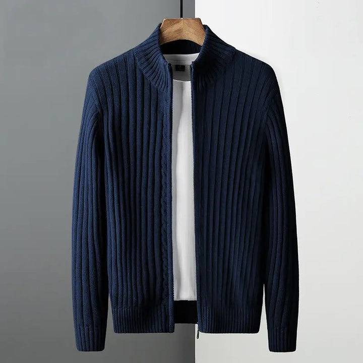 Herren Modischer Grobstrick Cardigan mit Stehkragen Drune