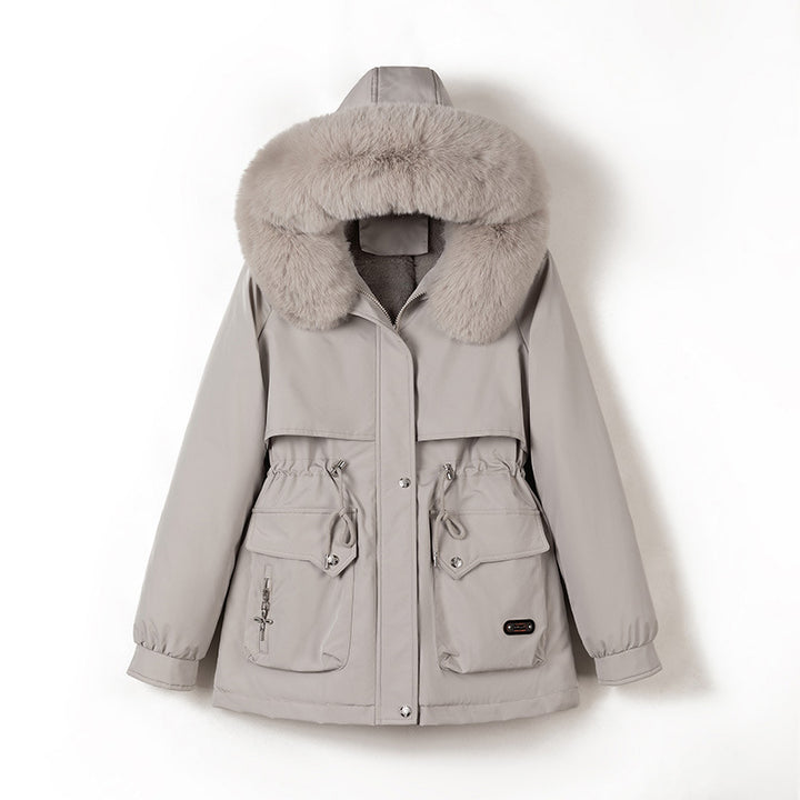 Damen nan wattierter Parka mit abnehmbarer Kunstpelzkapuze, tailliertem Kordelzug und weichem Teddy-Innenfutter Drune