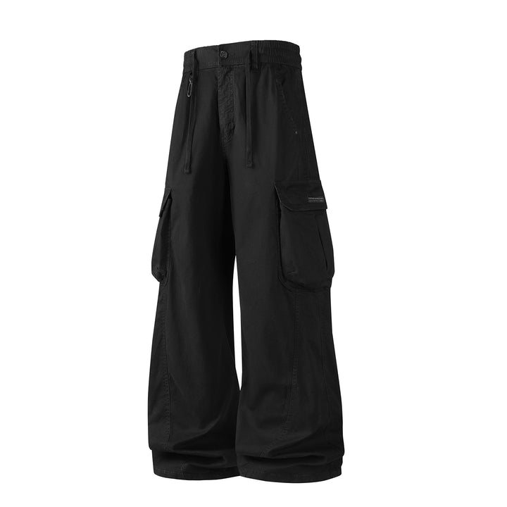 Herren Weite Utility-Cargohose mit Tunnelzugbund, Segmentnähten und großen Klappfächern Drune