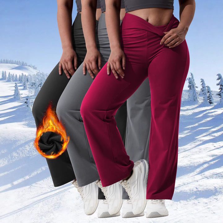 Damen High-Waist Bootcut-Yogahose mit formender Rückenpasse und weitem Bein Drune