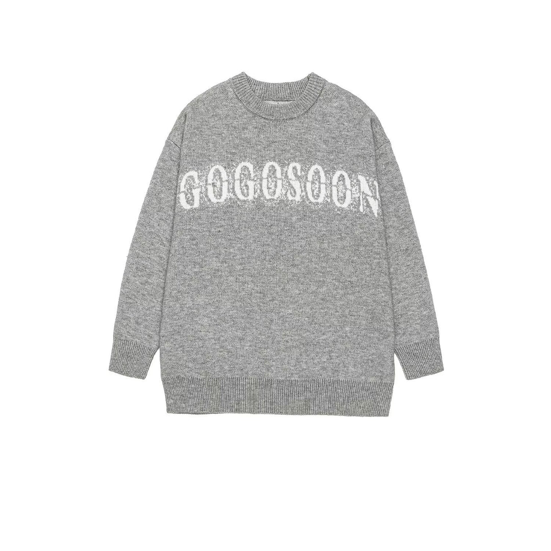 Damen Oversized Strickpullover mit Schriftzug Drune