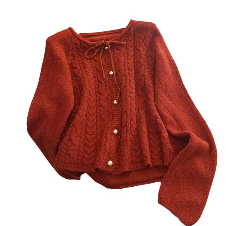 Damen Strickjacke mit Zopfmuster und dekorativen Knopfdetails Drune