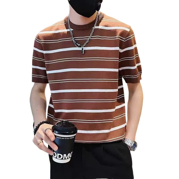 Herren Kurzarm-T-Shirt mit modernem Streifenmuster Drune