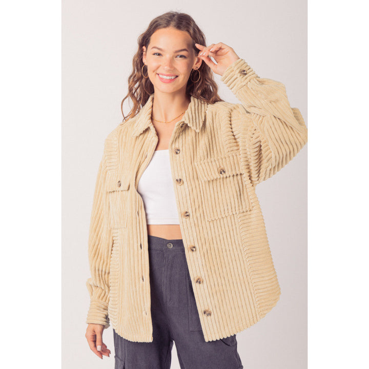 Damen lässige Cordjacke mit praktischen Taschen Drune