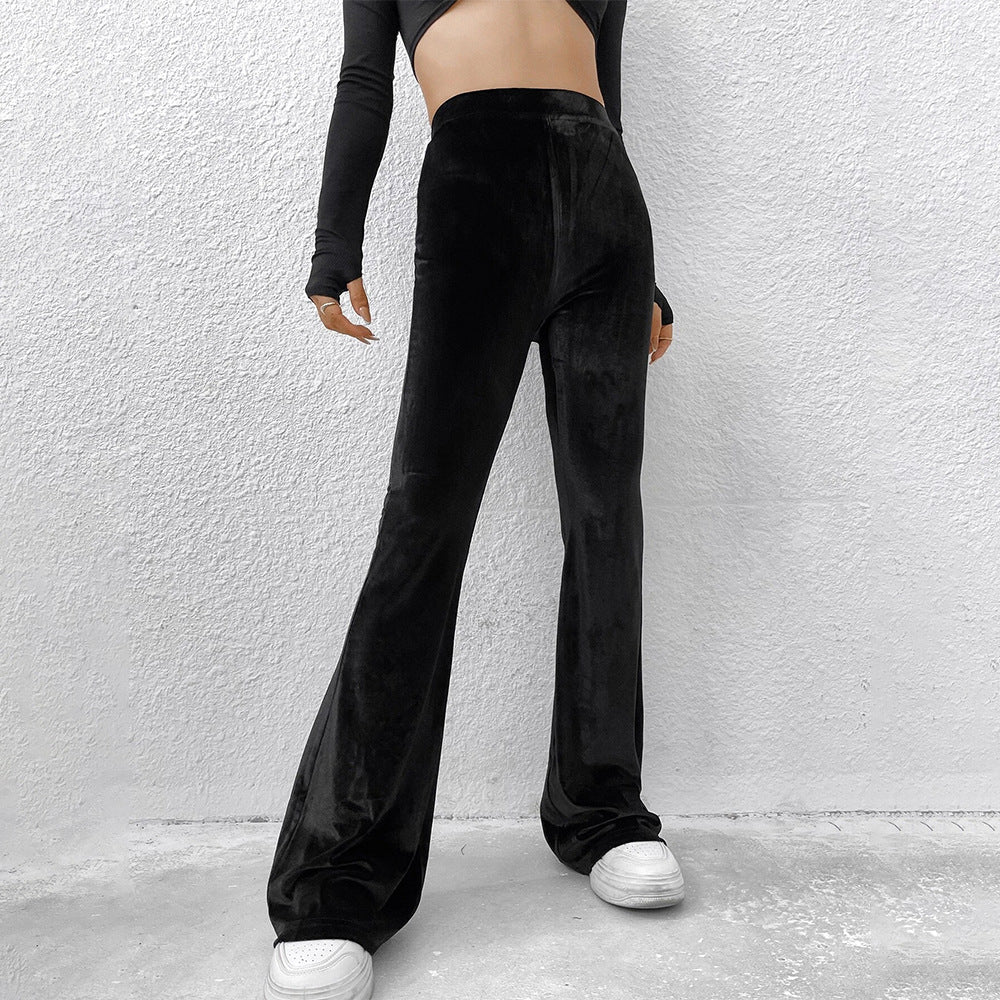 Damen samtige Highwaist‑Schlaghose mit weitem Bein und sculptender Passform Drune