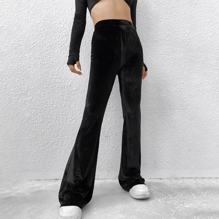 Damen samtige Highwaist‑Schlaghose mit weitem Bein und sculptender Passform Drune
