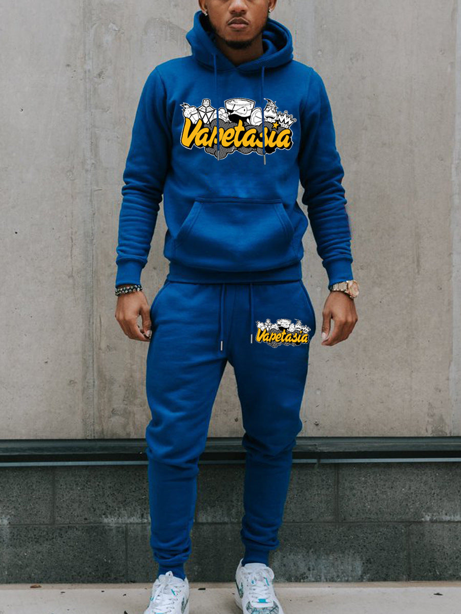 Herren Sweatshirt und Jogginghose Set mit kunstvollem Grafikdruck Drune