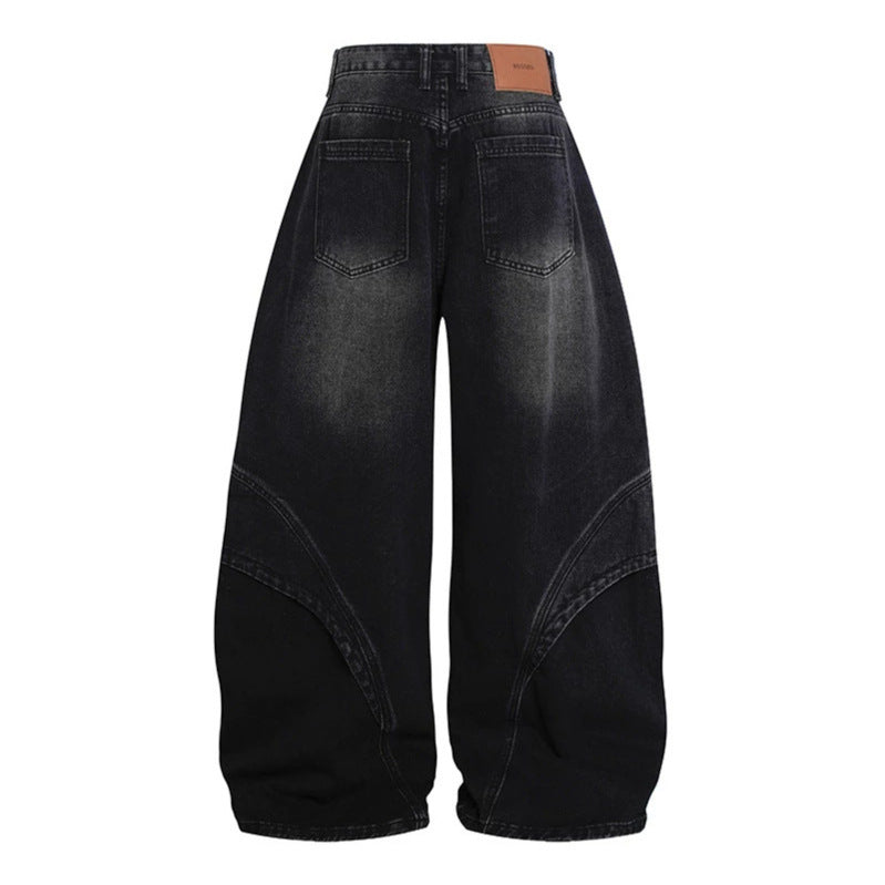 Damen Weite Hochtaillierte Ballon-Jeans mit markanten Panelnähten Drune