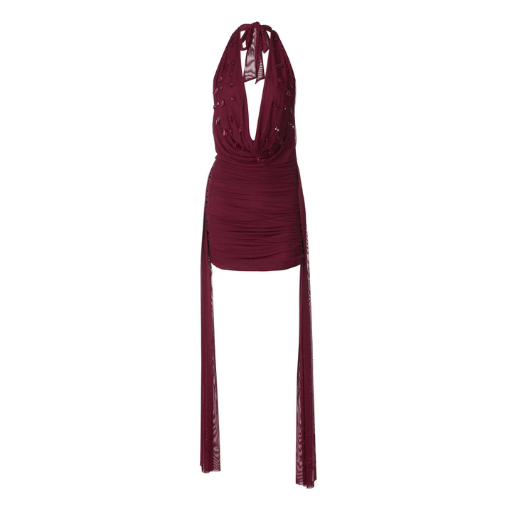 Damen Mini-Kleid mit raffiniertem Drapé und tiefem V-Ausschnitt Drune