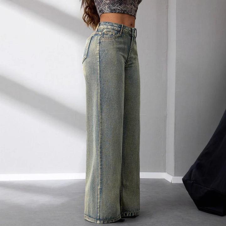 Damen weite High-Waist Jeans im Vintage-Stil mit lässigem Look Drune