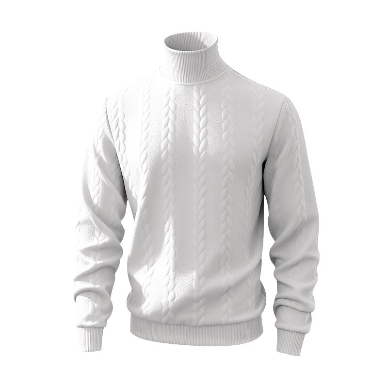 Herren Grobstrick-Rollkragenpullover mit Zopfmuster und gerippten Bündchen Drune