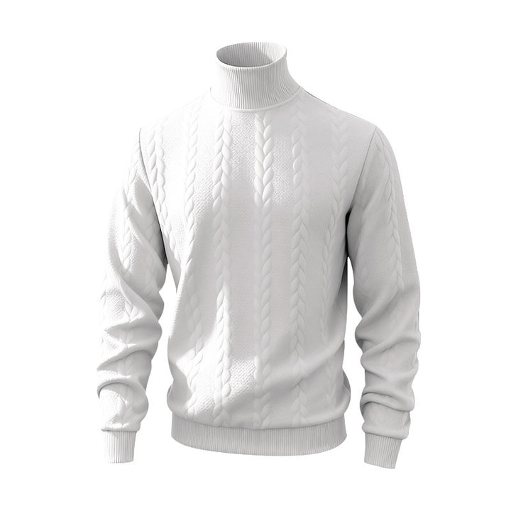Herren Grobstrick-Rollkragenpullover mit Zopfmuster und gerippten Bündchen Drune