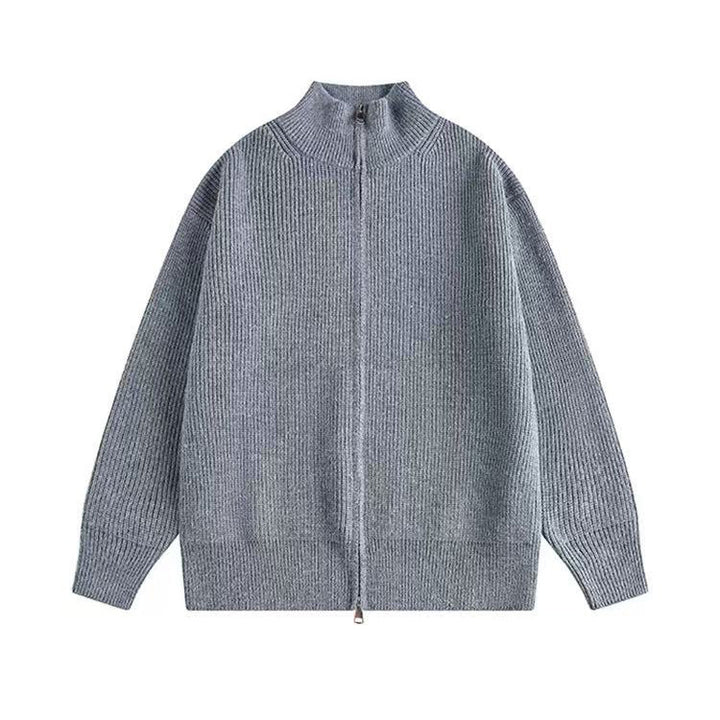 Damen Oversized Strickjacke mit hohem Kragen und Reißverschluss Drune