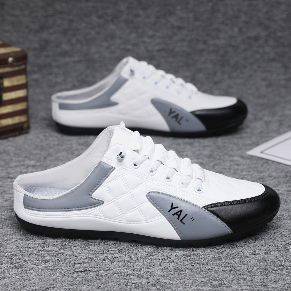 Herren Slipper-Sneaker im Mule-Design mit dekorativer Schnürung und gesteppter Kunstleder-Optik Drune