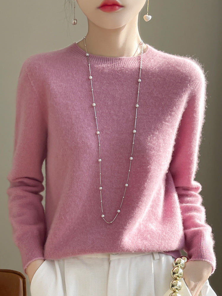 Damen Luxuriöser Kuschelstrick-Pullover mit Rundhals und Mohair-Optik Drune