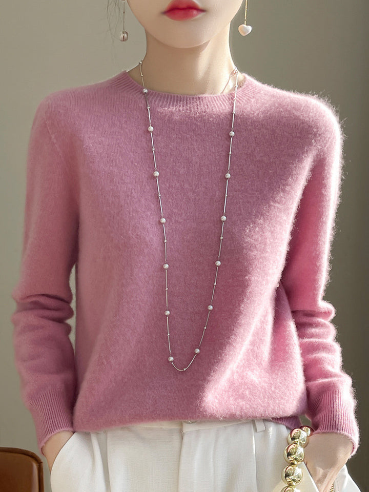 Damen Luxuriöser Kuschelstrick-Pullover mit Rundhals und Mohair-Optik Drune