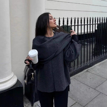 Damen elegant geschnittene Überjacke mit Rollkragen Drune