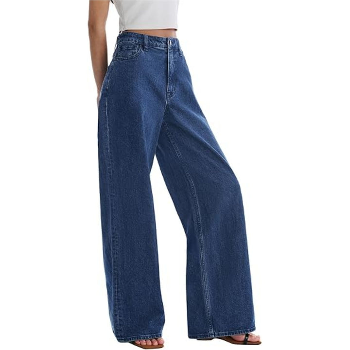 Damen Weite High-Waist-Hose mit fließendem Beinschnitt Drune