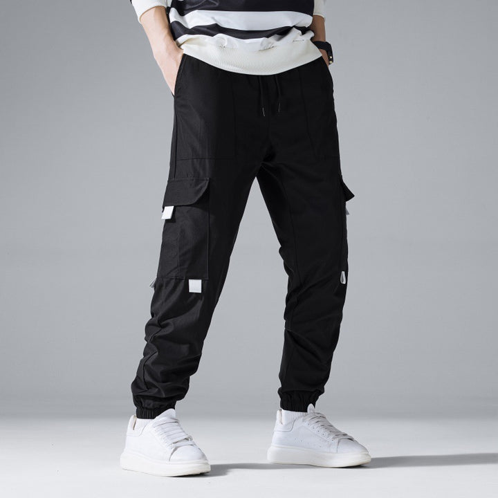 Herren Technische Utility-Cargohose im Joggerstil mit Tunnelzug & elastischen Knöchelbündchen Drune
