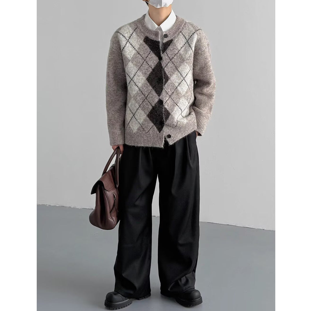 Damen Grobstrickjacke mit modernem Karomuster Drune
