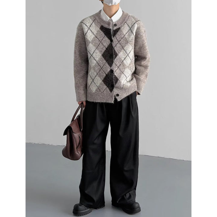 Damen Grobstrickjacke mit modernem Karomuster Drune