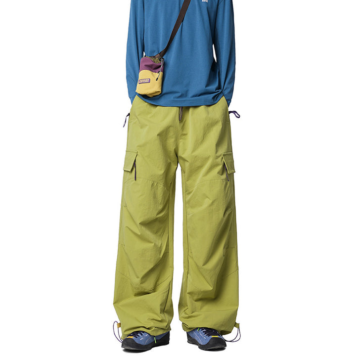 Herren Weite Funktions-Nylonhose mit Tunnelzugbund, Utility-Taschen & Baggy-Silhouette Drune