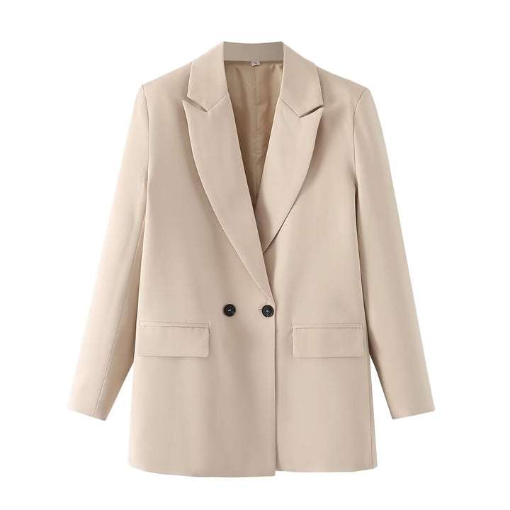 Damen nan taillierter Longblazer im Oversize-Look mit Reverskragen und Pattentaschen Drune