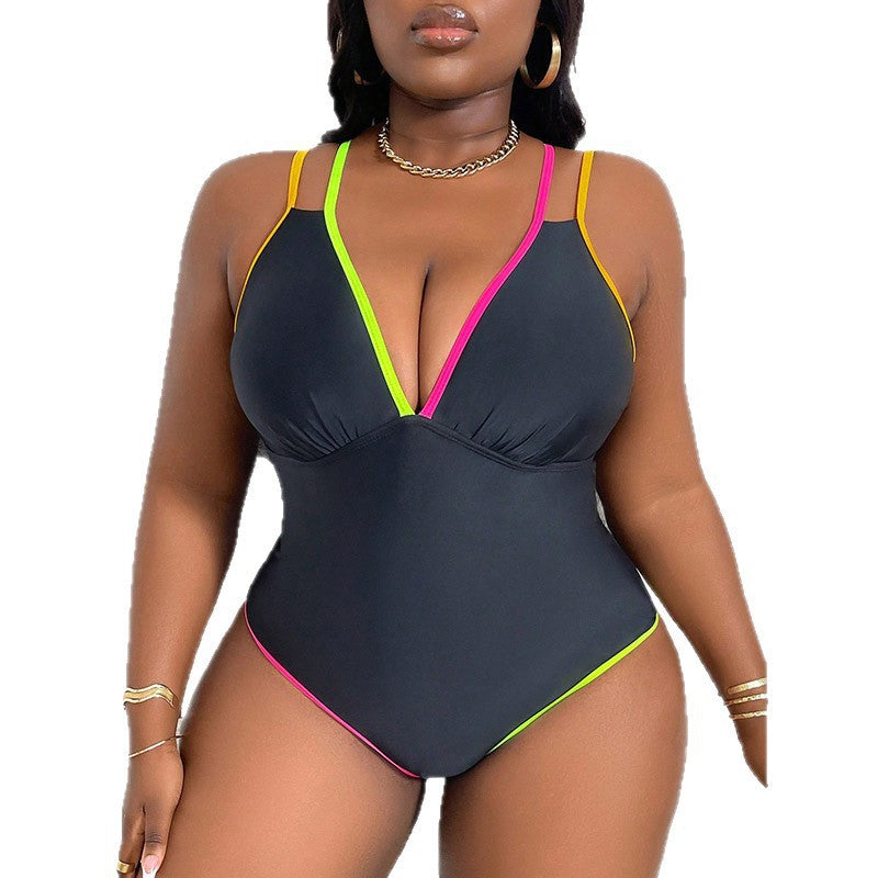 Damen eleganter Einteiler Badeanzug mit kontrastierenden Details Drune